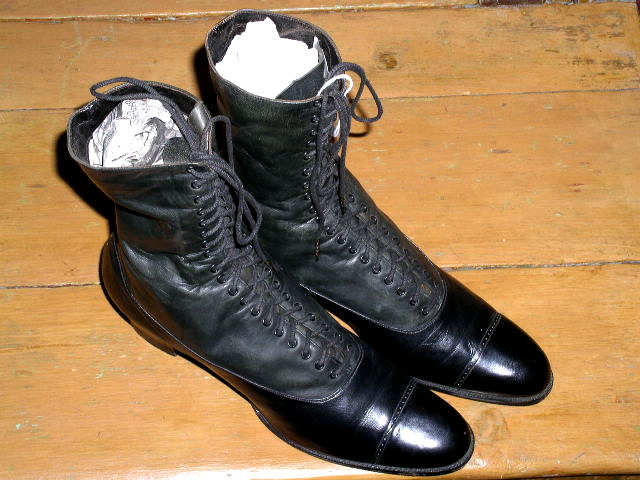Victorian Black Leather High Top Dress Shoes