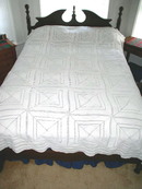 Crochet Cotton White Popcorn Bedspread