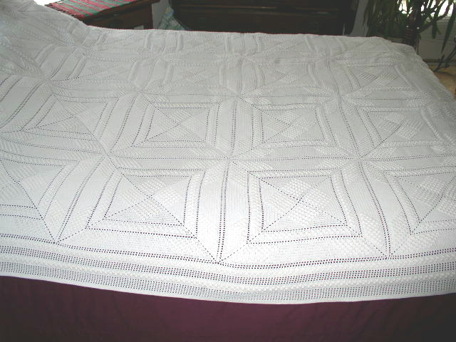 Crochet Cotton White Popcorn Bedspread