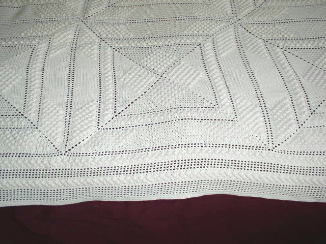 Crochet Cotton White Popcorn Bedspread