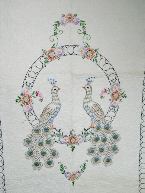 Embroidered Peacock Quilt - QLT