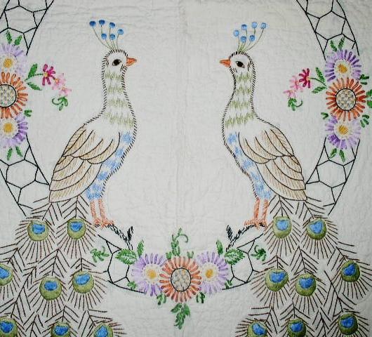 Embroidered Peacock Quilt - QLT