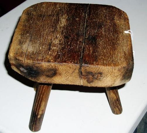 Wood Three Leg Milking Stool