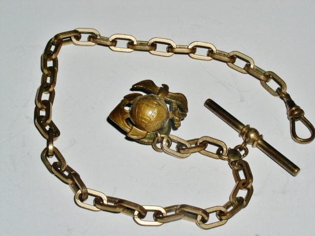 U.S. Marine Corps Watch Chain w/ Globe, Eagle, Anchor Pin