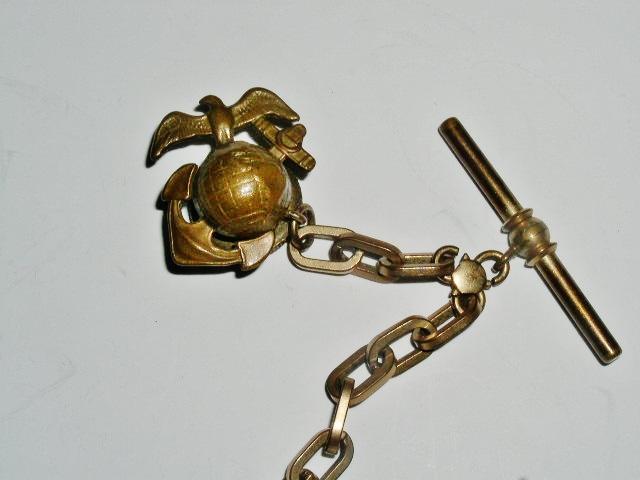 U.S. Marine Corps Watch Chain w/ Globe, Eagle, Anchor Pin