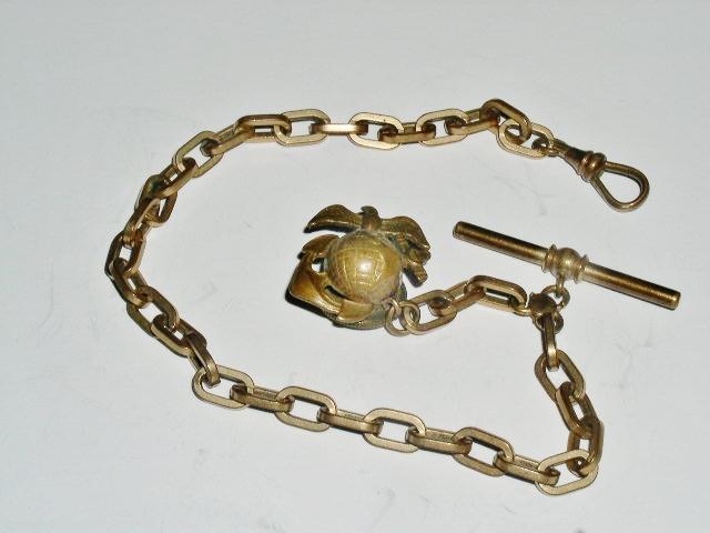 U.S. Marine Corps Watch Chain w/ Globe, Eagle, Anchor Pin