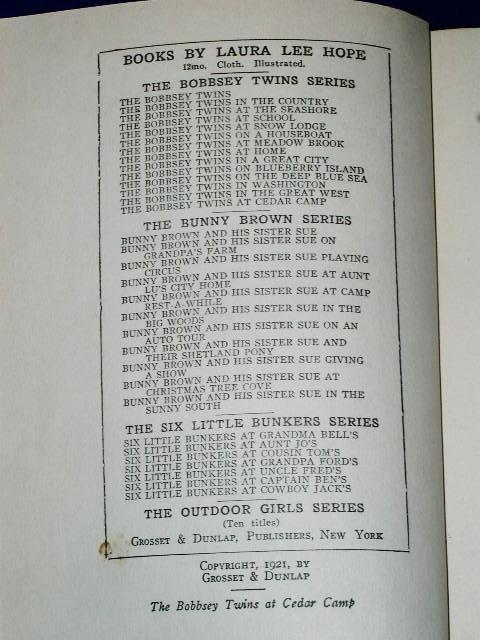 The Bobbsey Twins At Cedar Camp, First Edition
