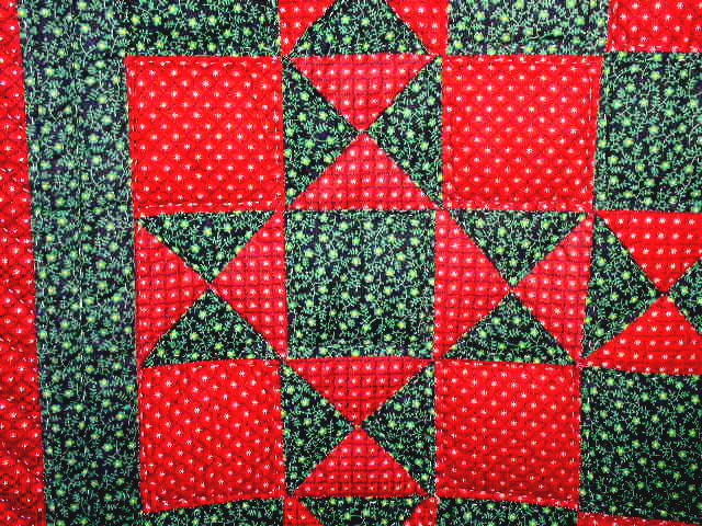 Ohio Star Quilt, Red and Green - QLT