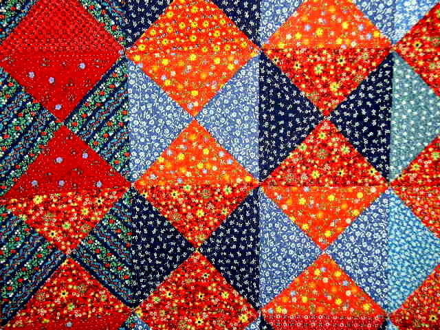 Blue & Red Triangles Quilt, Double Sided - QLT