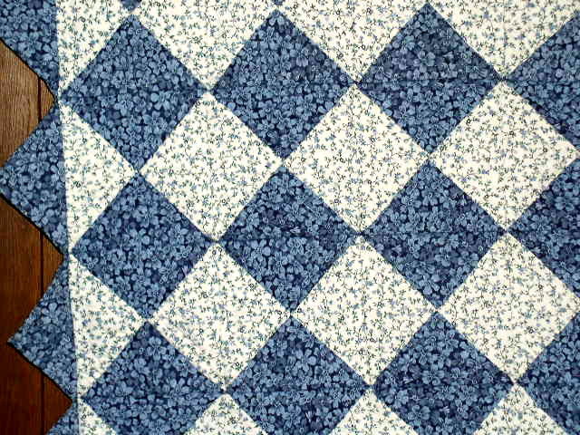 Blue & White Triangles Quilt, Double Sided - QLT
