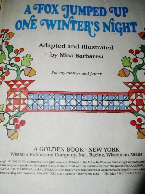 A Fox Jumped Up One Winter's Night, Little Golden Book - 1st Printing