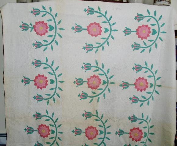 Pomegranate and Rose Appliqued Quilt - QLT