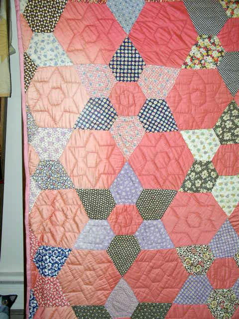 Hexagon Star Quilt, 1940's - QLT