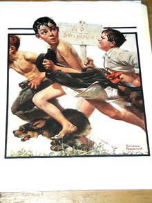 Norman Rockwell Print - No Swimming