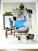 Norman Rockwell Print - Triple Self Portrait