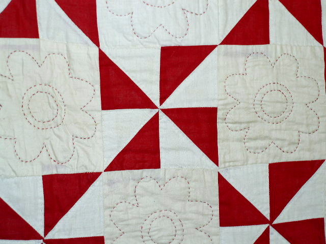Red and White Pinwheel Quilt - QLT