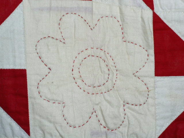 Red and White Pinwheel Quilt - QLT