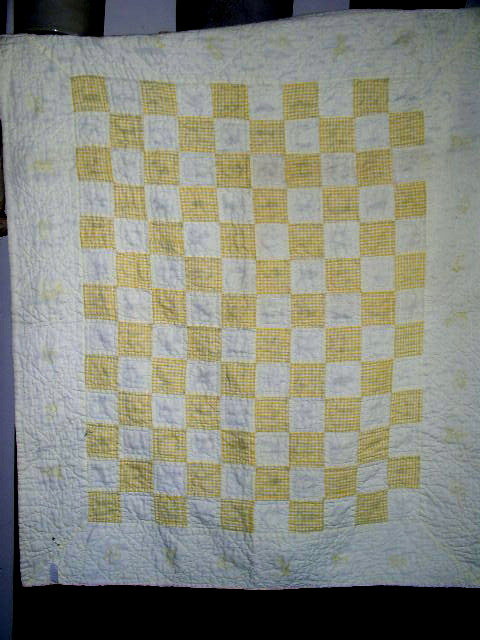 Yellow and White Gingham Crib Quilt - QLT