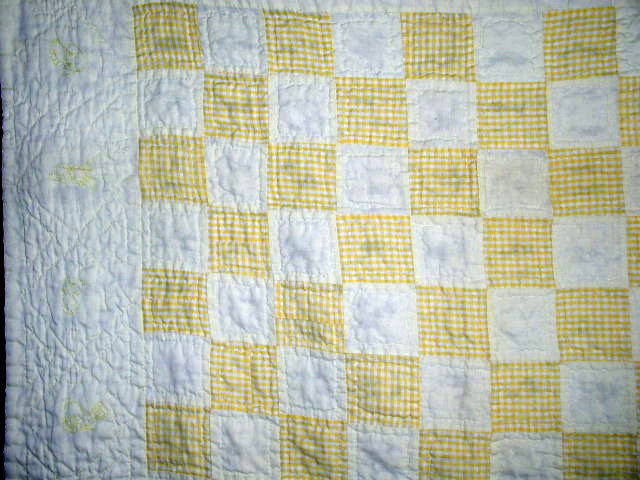 Yellow and White Gingham Crib Quilt - QLT
