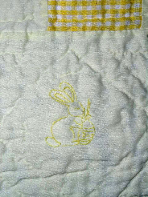 Yellow and White Gingham Crib Quilt - QLT