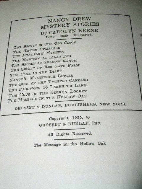 Nancy Drew - The Message in the Hollow Oak Book