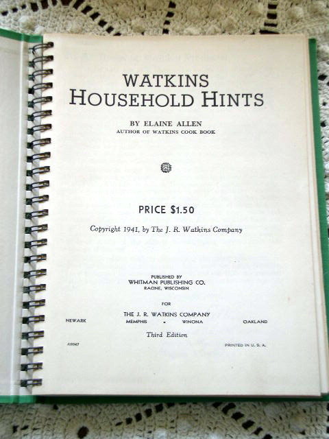 Watkins Household Hints - Book