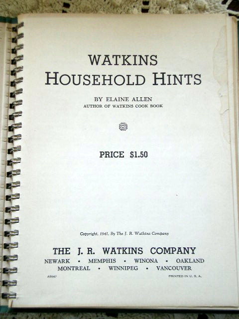 Watkins Household Hints - Book
