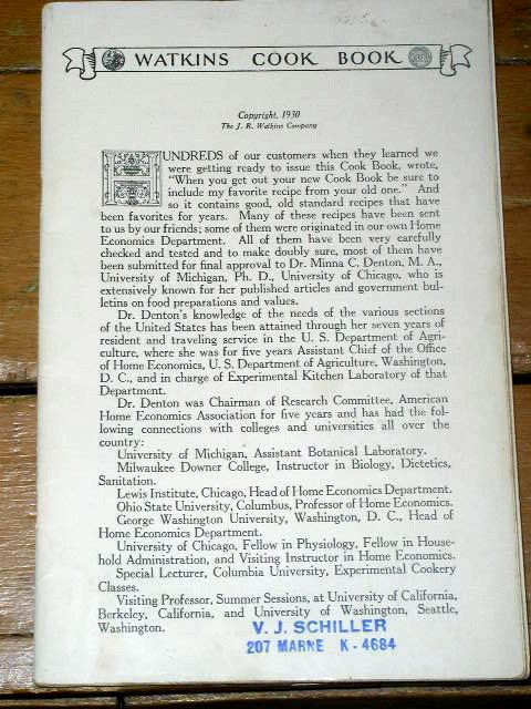 Watkins Cook Book - CK
