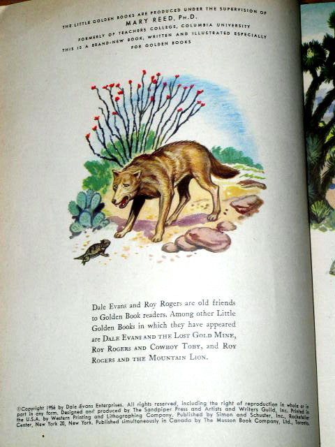 Dale Evans and the Coyote, First Printing, Little Golden Book