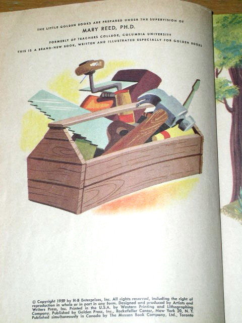 Huckleberry Hound Builds A House, Third Printing, Little Golden Book