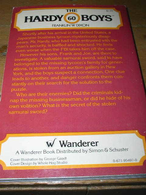 Hardy Boys, Mystery of the Samurai Sword Book