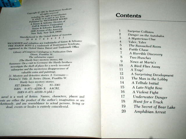 Hardy Boys, The Submarine Caper Book