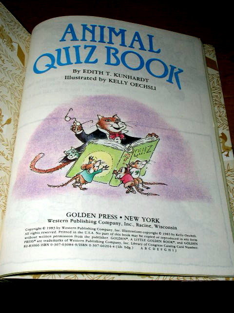 Animal Quiz Book, First Printing, Little Golden Book