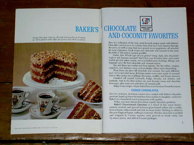 Baker's Chocolate and Coconut Favorites Cookbook