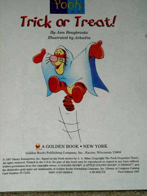 Pooh, Trick or Treat, Little Golden Book,