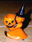 Witch and Jack-o-Lantern Plastic Candy Container