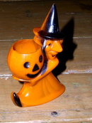 Witch and Jack-o-Lantern Plastic Candy Container
