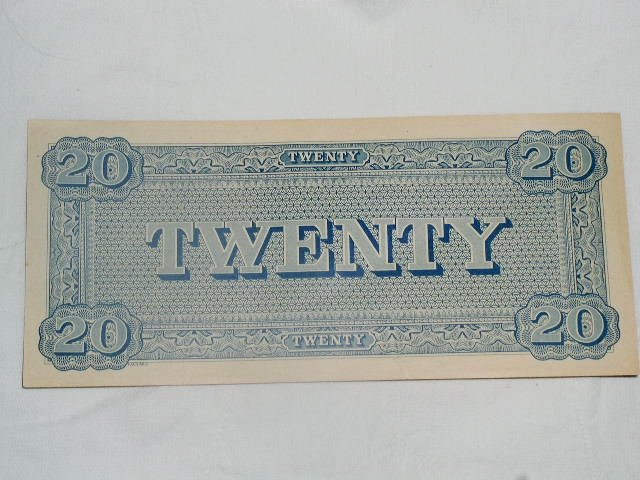 Confederate Currency $20.00 Banknote, Counterfit,