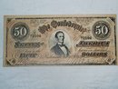 Confederate Currency $50.00 Banknote, Counterfit,