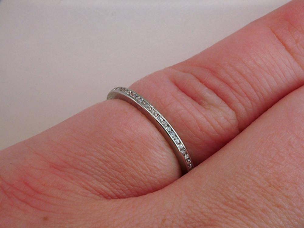 Vintage Antique .60 Carat Diamond Platinum Art Deco Wedding Eternity Ring Band