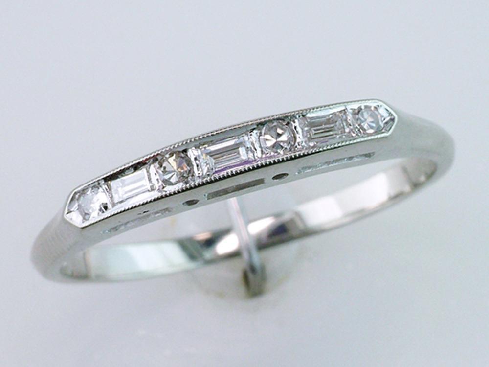 Deco Vintage Antique GIA 1.17ct Diamond 14K Gold Engagement Ring Bridal Set