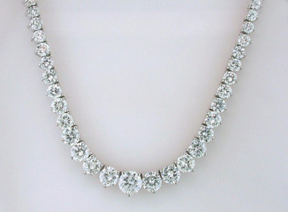 Diamond Riviera Necklace 16.20ct Graduated Tennis 14K Brand New Certified 17inch
