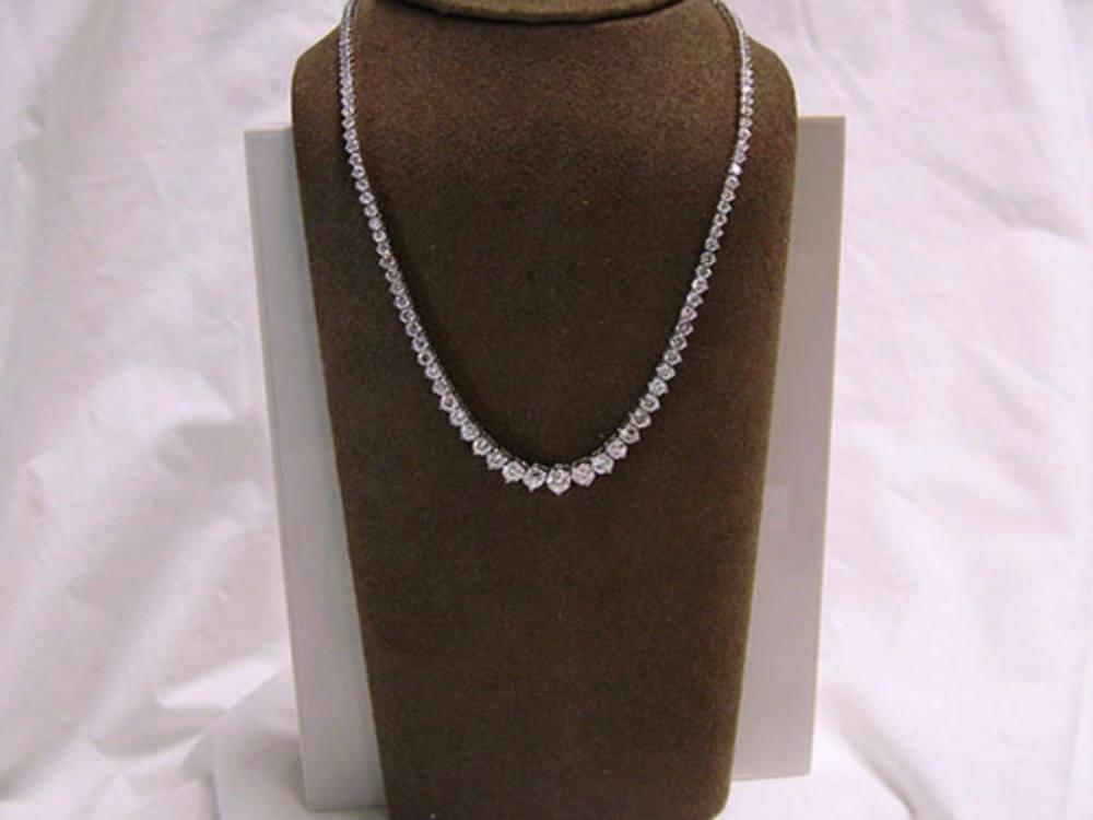 Diamond Riviera Necklace 16.20ct Graduated Tennis 14K Brand New Certified 17inch