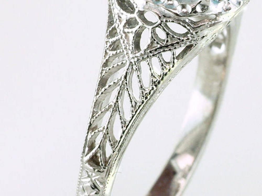 Vintage 1.90ct Aquamarine 18K White Gold Retro Engagement/Cocktail Ring