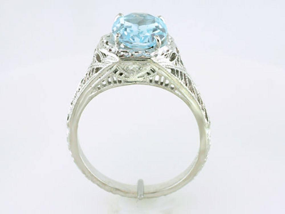 Vintage 1.90ct Aquamarine 18K White Gold Retro Engagement/Cocktail Ring