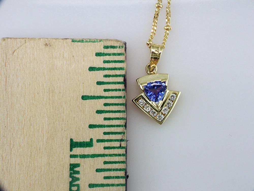 Brand New .65ct Diamond Tanzanite 14K Yellow Gold Necklace Pendant