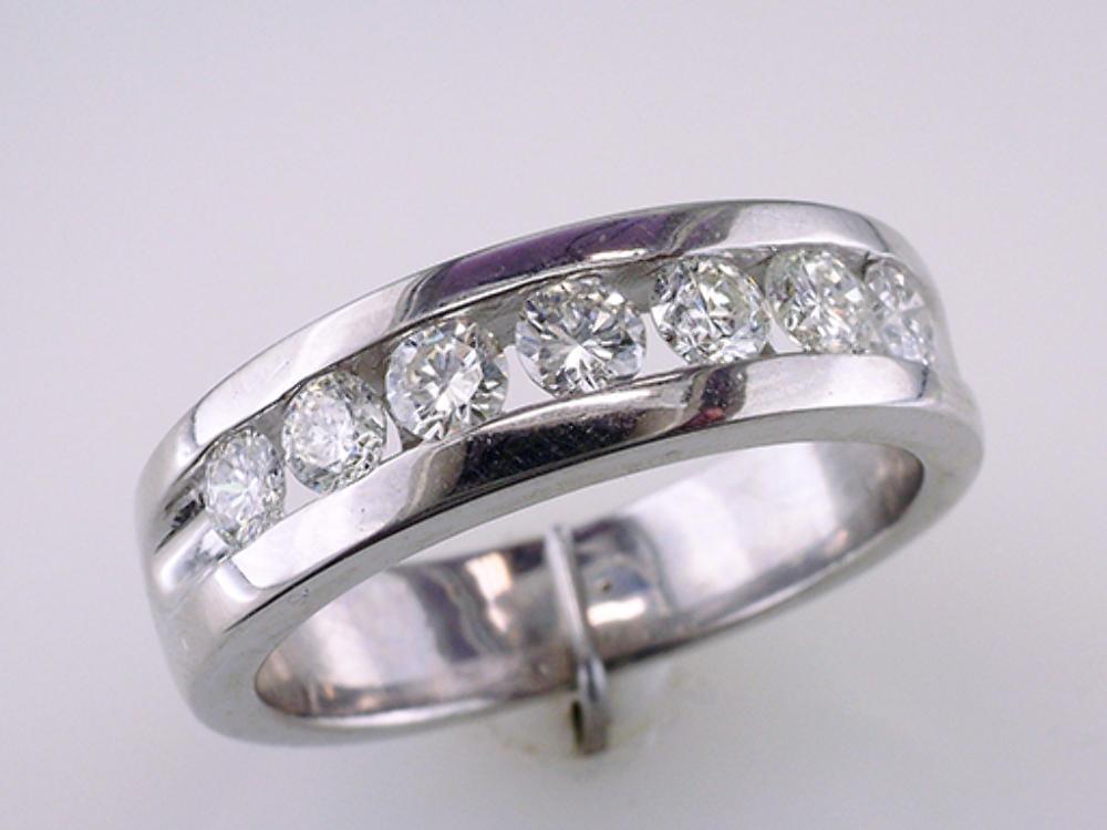 Men's 1ct Diamond 14k White Gold Wedding Band Ring