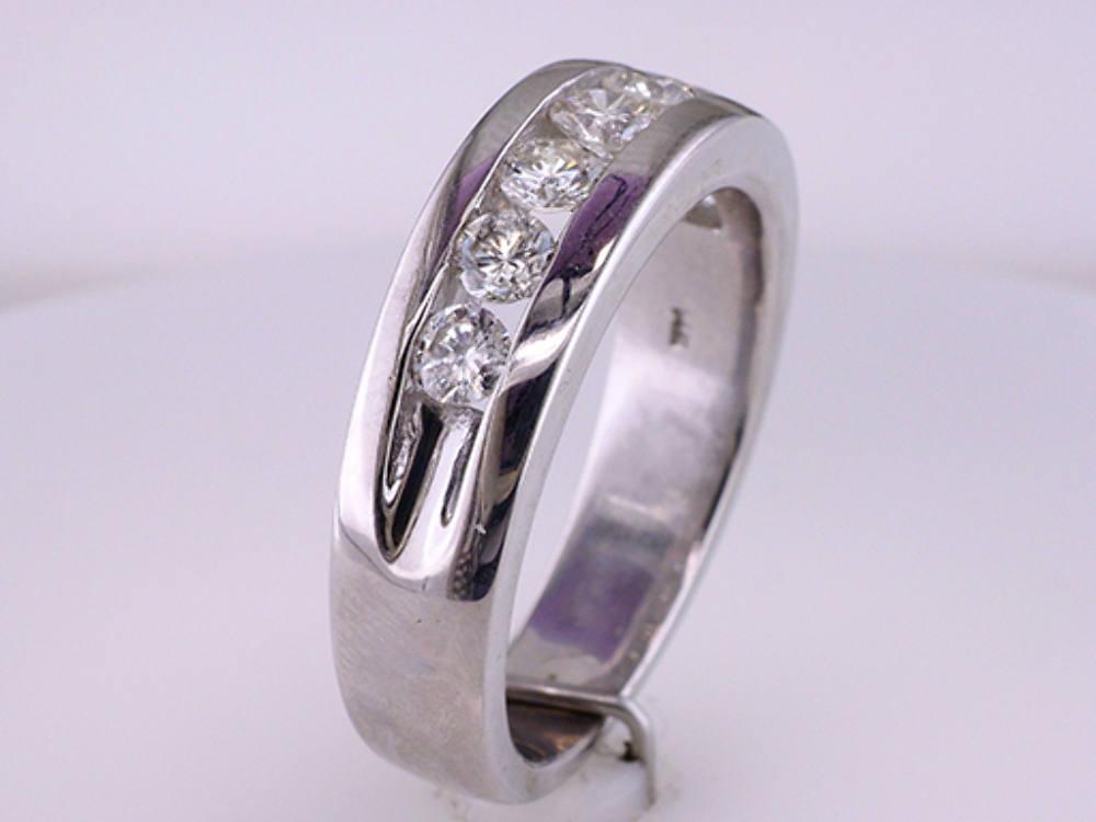 Men's 1ct Diamond 14k White Gold Wedding Band Ring