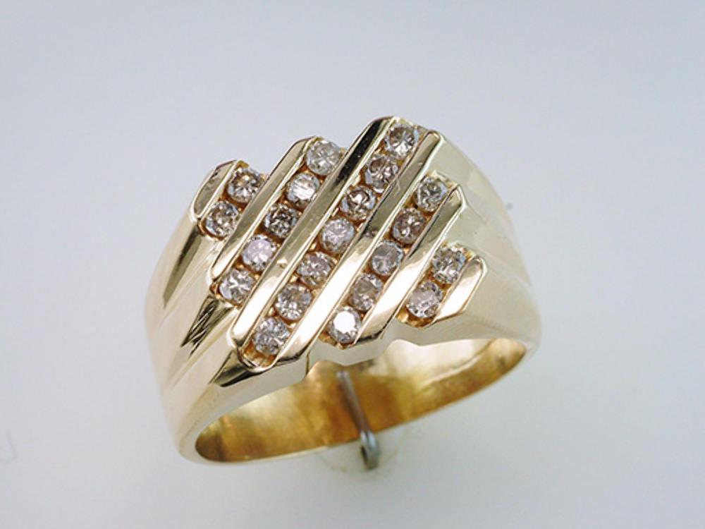 High Quality Mens 0.65ct Diamond 14k Yellow Gold Wedding Cocktail Ring