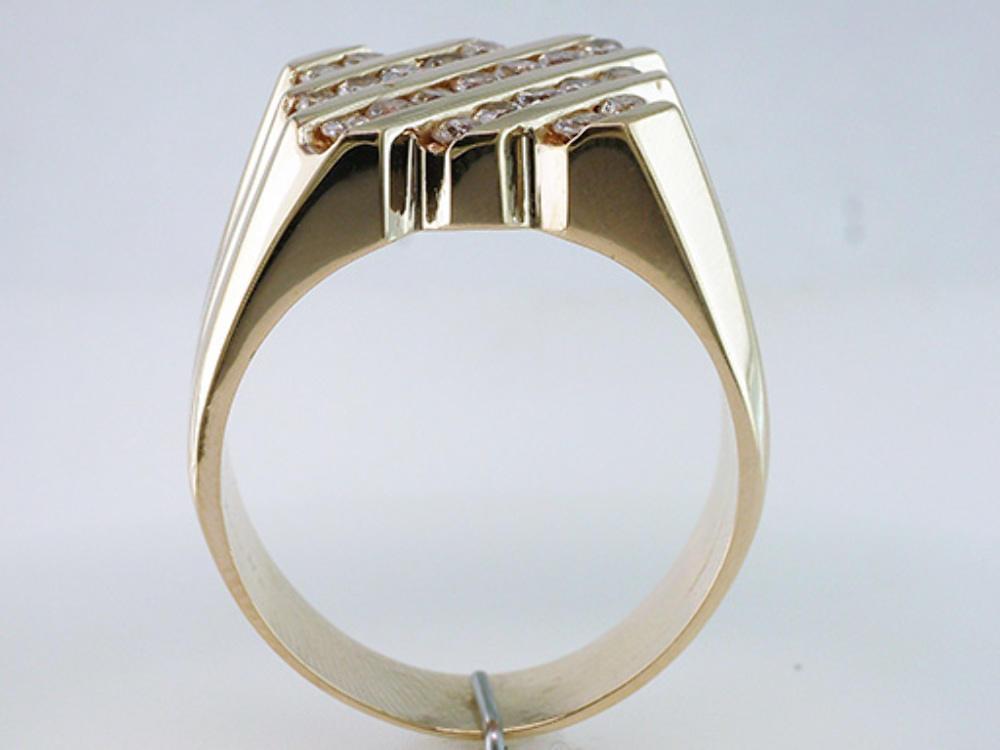 High Quality Mens 0.65ct Diamond 14k Yellow Gold Wedding Cocktail Ring